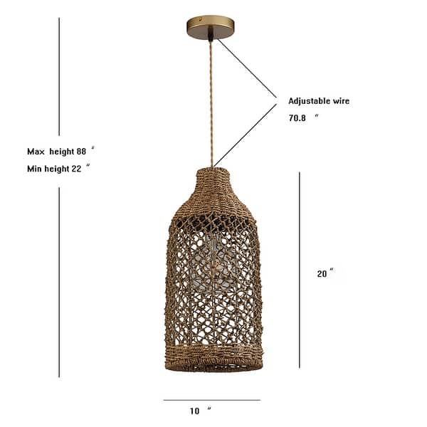 Enise Rattan Hanging Lamp - 19.3" x 9.1"
